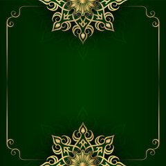 Green background with golden mandala ornament