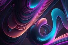 Blue, Pink, And Purple Whirls Within An Abstract Background Of Neon Lines. Generative AI