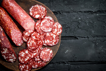 Sticker - Different types of salami on the Board.