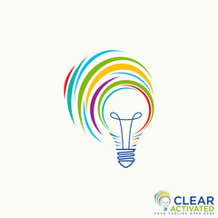 Logo design graphic concept creative abstract premium free vector stock unique light bulb with many swoosh around top. Related to smart or education