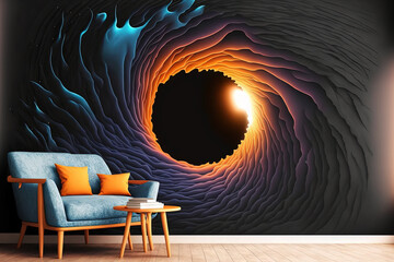 Wall Mural - plasma glow disk and a black hole. incredible black hole space themed wall murals. a galaxy full wit
