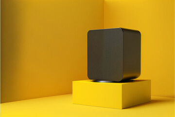 Wall Mural - Modern minimal mockup podium display yellow, Generative ai
