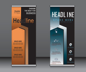 Wall Mural - Roll up banner template design,banner layout, advertisement, pull up, polygon background.