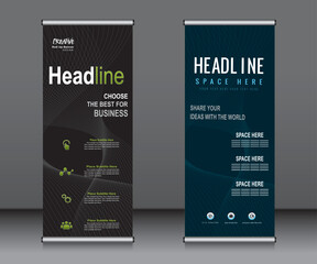 Wall Mural - Roll up banner template design,banner layout, advertisement, pull up, polygon background.