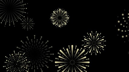 Wall Mural - 2d animation of fireworks in cartoon style.