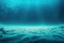 Background Of An Expansive Underwater Blue Ocean With A Sandy Sea Floor. Generative AI