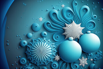 Sticker - a blue abstract background. The Christmas season. Generative AI