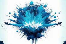 Blue Explosion With A White Background, Isolated. Generative AI