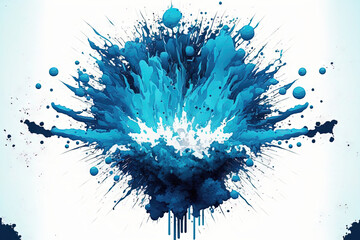 Sticker - Blue explosion with a white background, isolated. Generative AI