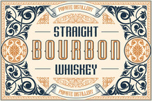 Bourbon Whiskey - Ornate Vintage Decorative Label