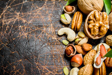 Nuts Background. Different Range Of Natural Nuts .
