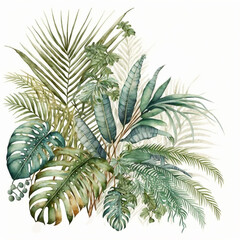  Beautiful stock illustration with watercolor tropical plant composition.