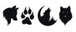 Wild head wolf fierce face logo design, vector set