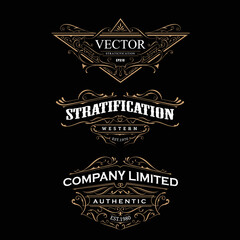 Wall Mural - set of antique frame whiskey label vintage retro vector illustration