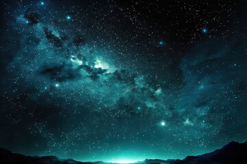 blue dark night sky with many stars. space background. generative ai