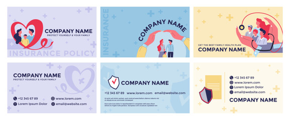 Wall Mural - Business card design set for health insurance