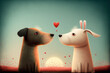 Valentines couple of cute dogs in love, generative ai