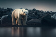 Polar Bear with global warming, ai generative illustration.
