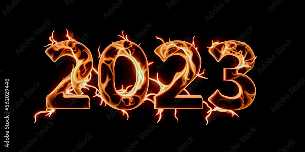 2023 year 3d text text on black, CGI 3d 4K and ai generated. Stock ...