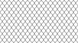 Steel wire chain link fence seamless pattern. Metal lattice with rhombus, diamond shape silhouette. Grid fence background. Prison wire mesh seamless texture. Vector illustration on white background.
