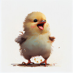 Cartoon. Cute little chicken smiling. generative ai