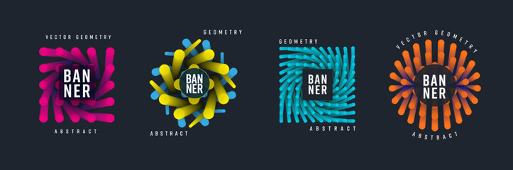 Vector illustration, abstract banner with geometric gradient element EPS10,set.