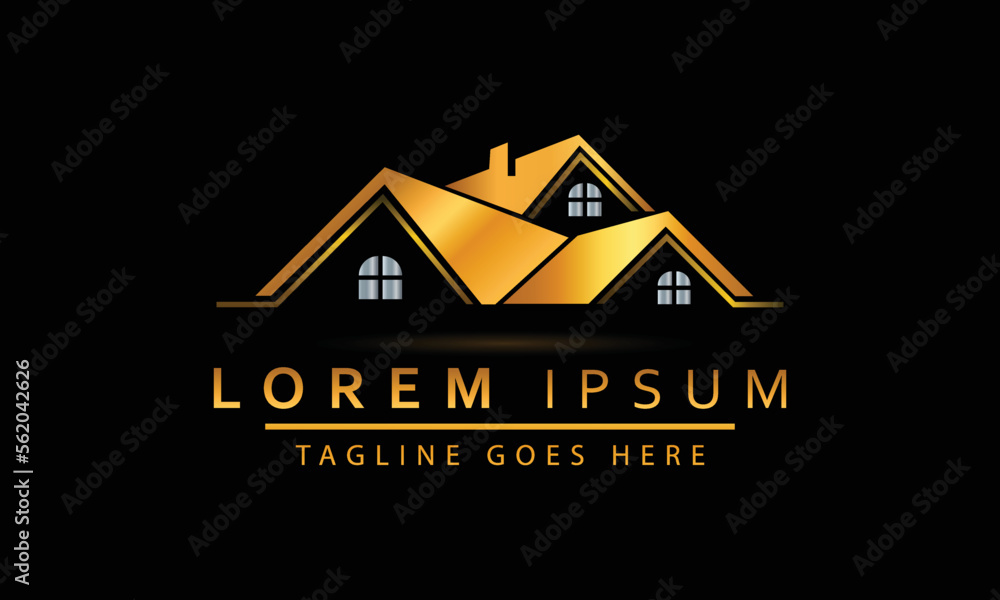 Golden Building Company Logo on the black background. Vector ...