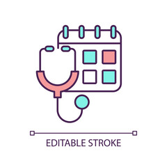 Regular checkup RGB color icon. Schedule doctor appointment. Medical examination planning. Physician visit. Isolated vector illustration. Simple filled line drawing. Editable stroke