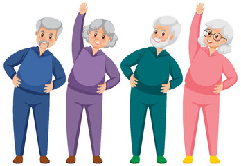 Sticker - Four senior people in exercise outfit