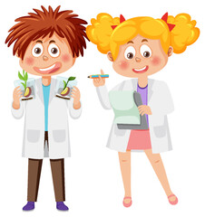 Wall Mural - scientist kids doing science experiment