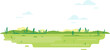 Green lawn with glass in flat style, summer day travel illustration