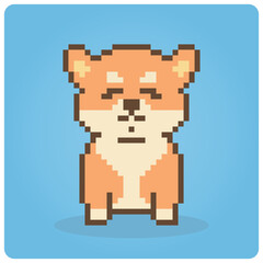 Wall Mural - 8 bit pixels  dog shiba Inu. Animal pixels for asset games or Cross Stitch patterns in vector illustrations.