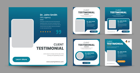 Wall Mural - Client testimonials or customer feedback social media post web banner template. Vector Illustrator