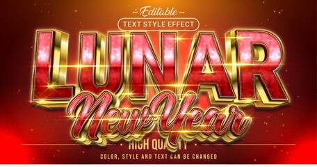 Wall Mural - Editable text style effect - Lunar New Year text style theme.