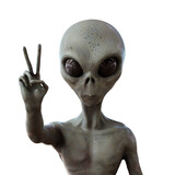 Fototapeta  - alien showing peace sign, 3d render
