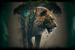 Dual Exposure tiger wild tier beängstigend hintergrund dunkel löwe tier katze könige 