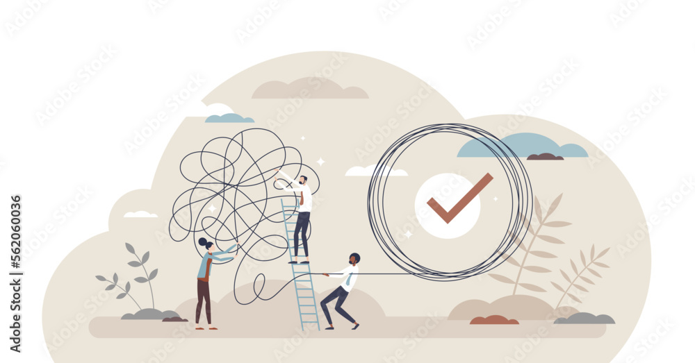 Stock-Vektorgrafik „Problem solution as complete difficult and messy ...