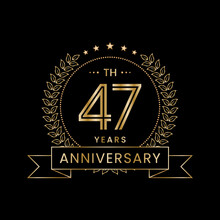 47th Anniversary Template Design Concept With Laurel Wreath For Anniversary Celebration Event. Logo Vector Template