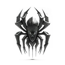Giant Black Spider Creepy Transparent Isolated Logo Design Illustration