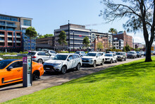 Cars Parked On Side Of Road Near Parking Meter, Newcastle Foreshore