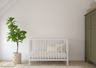 Wall Mural - Nursery interior in scandinavian style. 3d render.