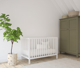 Sticker - Nursery in scandinavian style. 3d render.