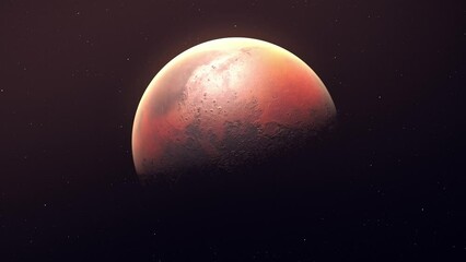Wall Mural - Mars With Detailed Surface Features And Craters In Outer Space