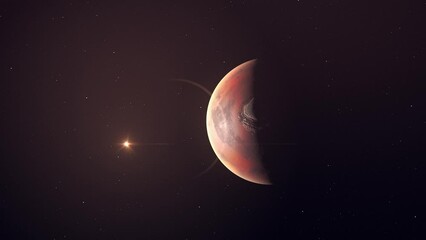 Wall Mural - Realistic Planet Mars And Glowing Sun View On Space