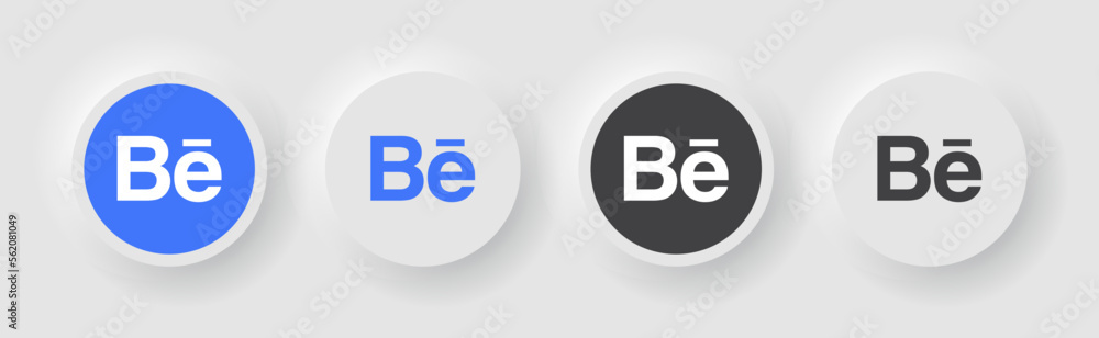 Behance logo round icons. Neumorphism style. Stock Vector | Adobe Stock