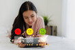 © Art_Photo - Portrait of customer woman use tablet and give feedback icon satisfaction survey and customer service with top service excellent rating five star.satisfaction and customer service concept