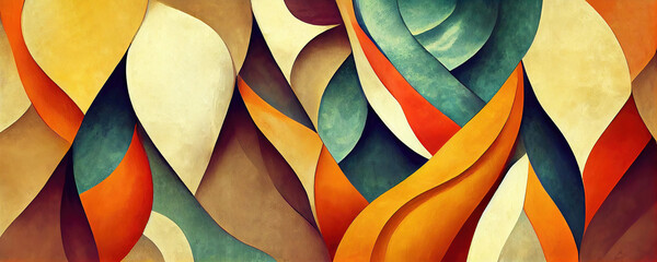 Wall Mural - Abstract geometric colorful wallpaper background illustration (Generative AI)