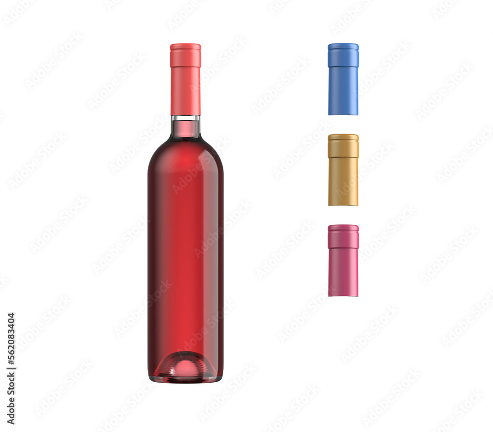 Rose wine bottle, bordolese type 75cl, alpha channel background, with ...