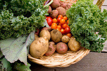 A Basket Of Organic Vegetables.