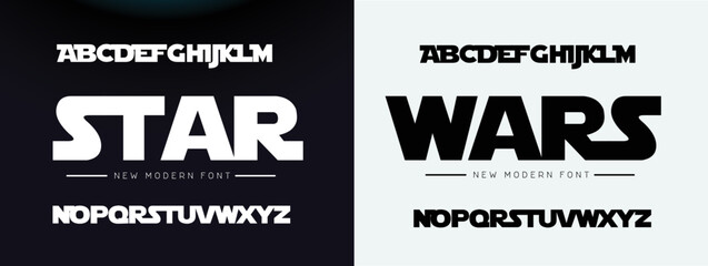 star wars sports minimal tech font letter set. luxury vector typeface for company. modern gaming fon
